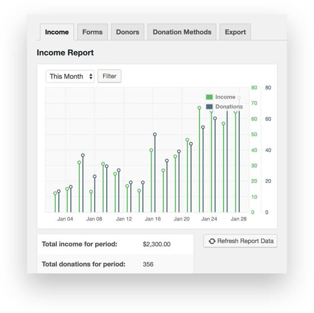 Donation report module for wordpress themes