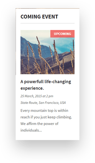 Coming event plugin for wordpress theme